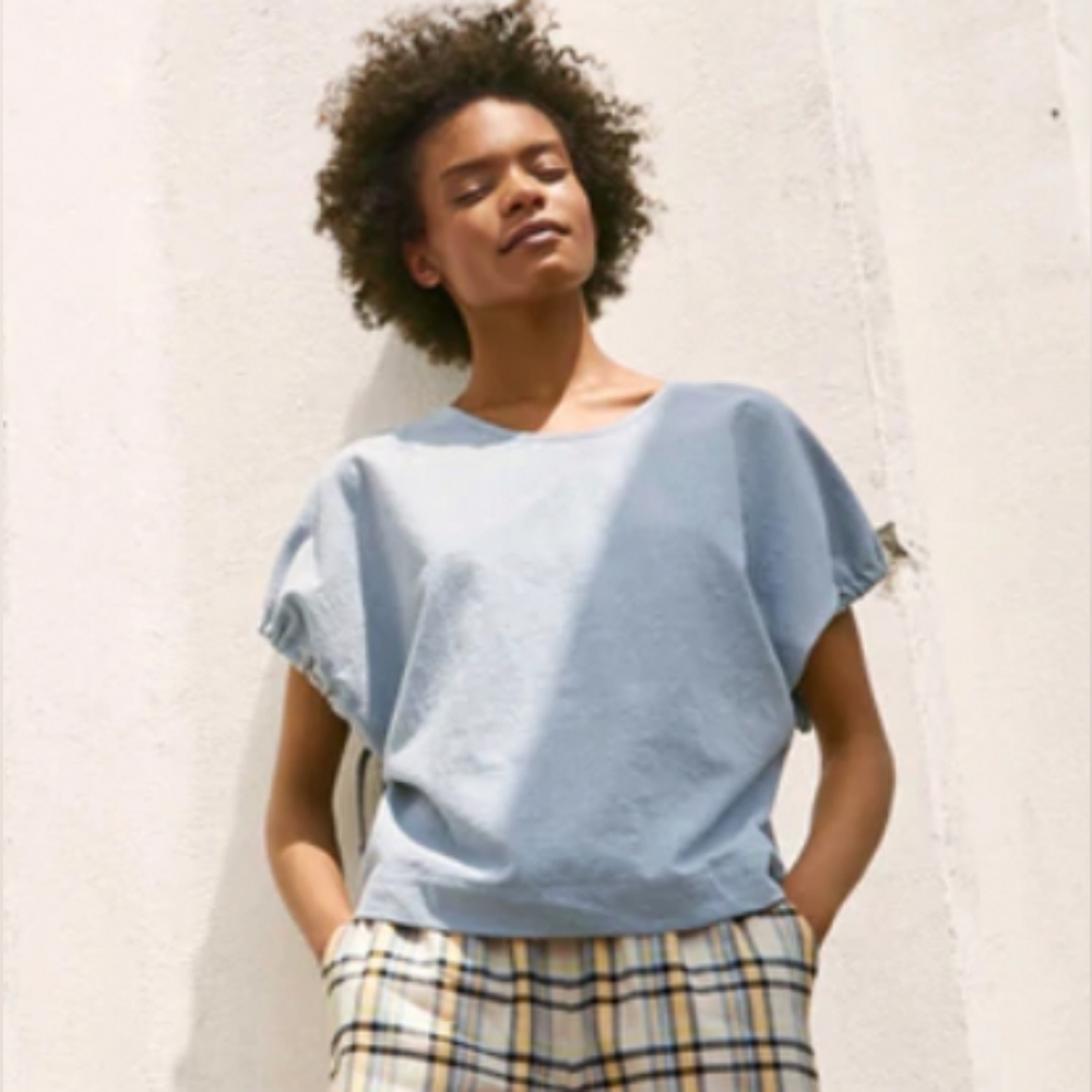 Eve Gravel Sky Blue Relaxed Top